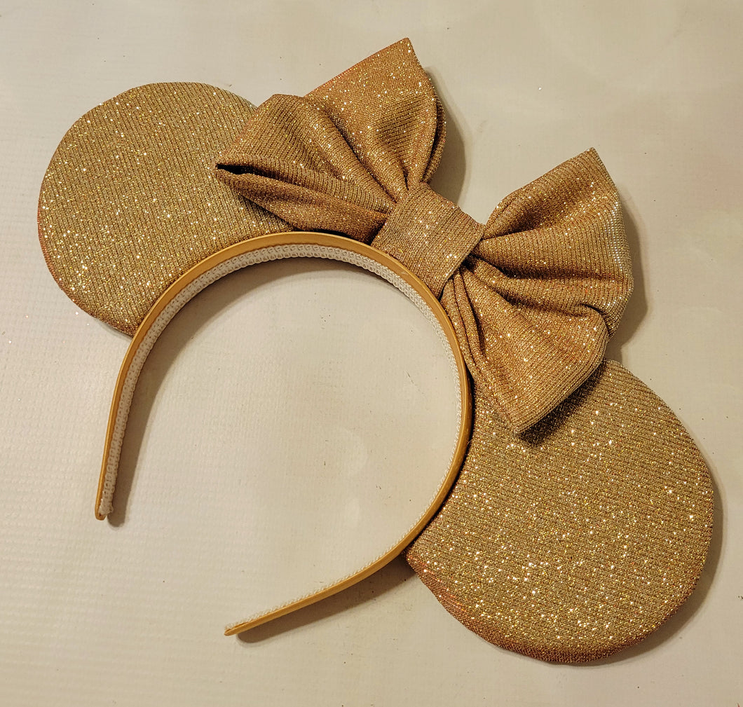 Gold to red sparkle Mickey ears headband