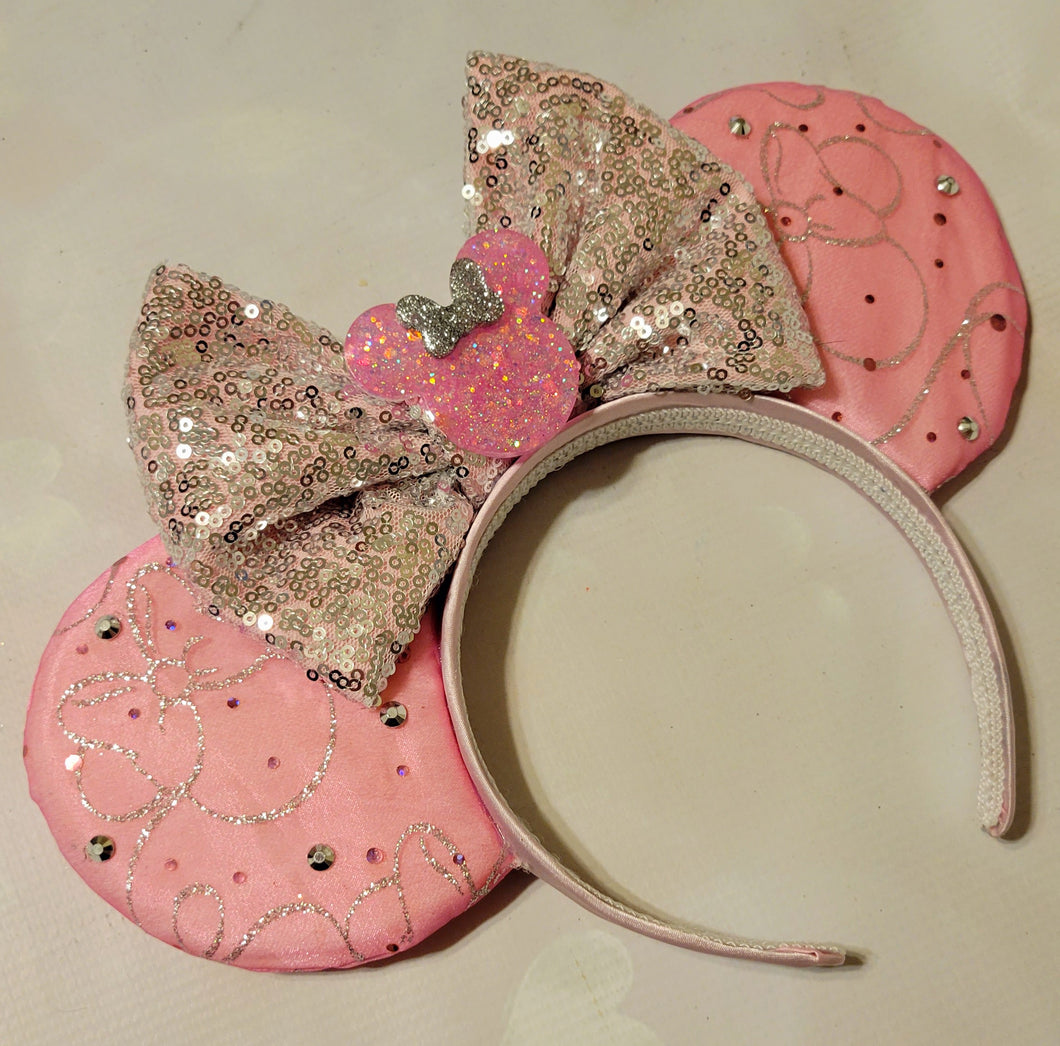 Pink and Silver Minnie ears