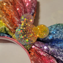 Load image into Gallery viewer, Rainbow sequin Mickey ears headband
