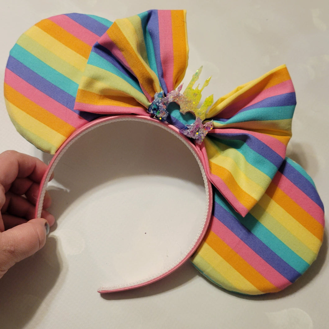 Rainbow stripe Mickey ears headband
