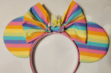 Load image into Gallery viewer, Rainbow stripe Mickey ears headband
