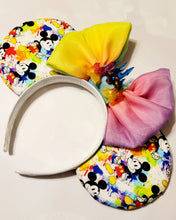Load image into Gallery viewer, Rainbow splatter painter Mickey ears headband
