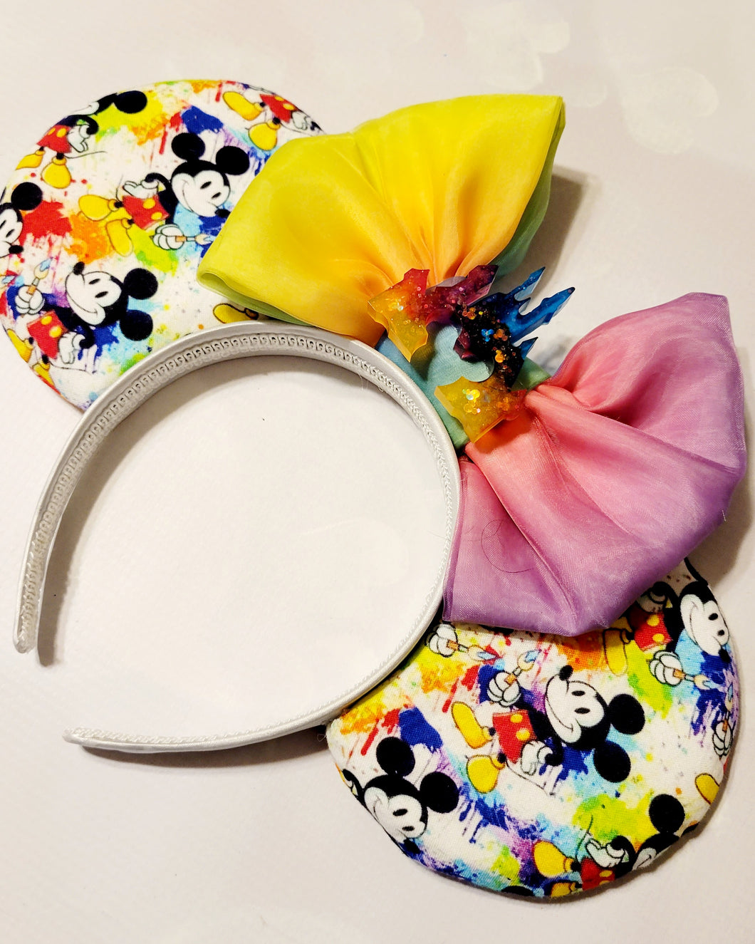 Rainbow splatter painter Mickey ears headband