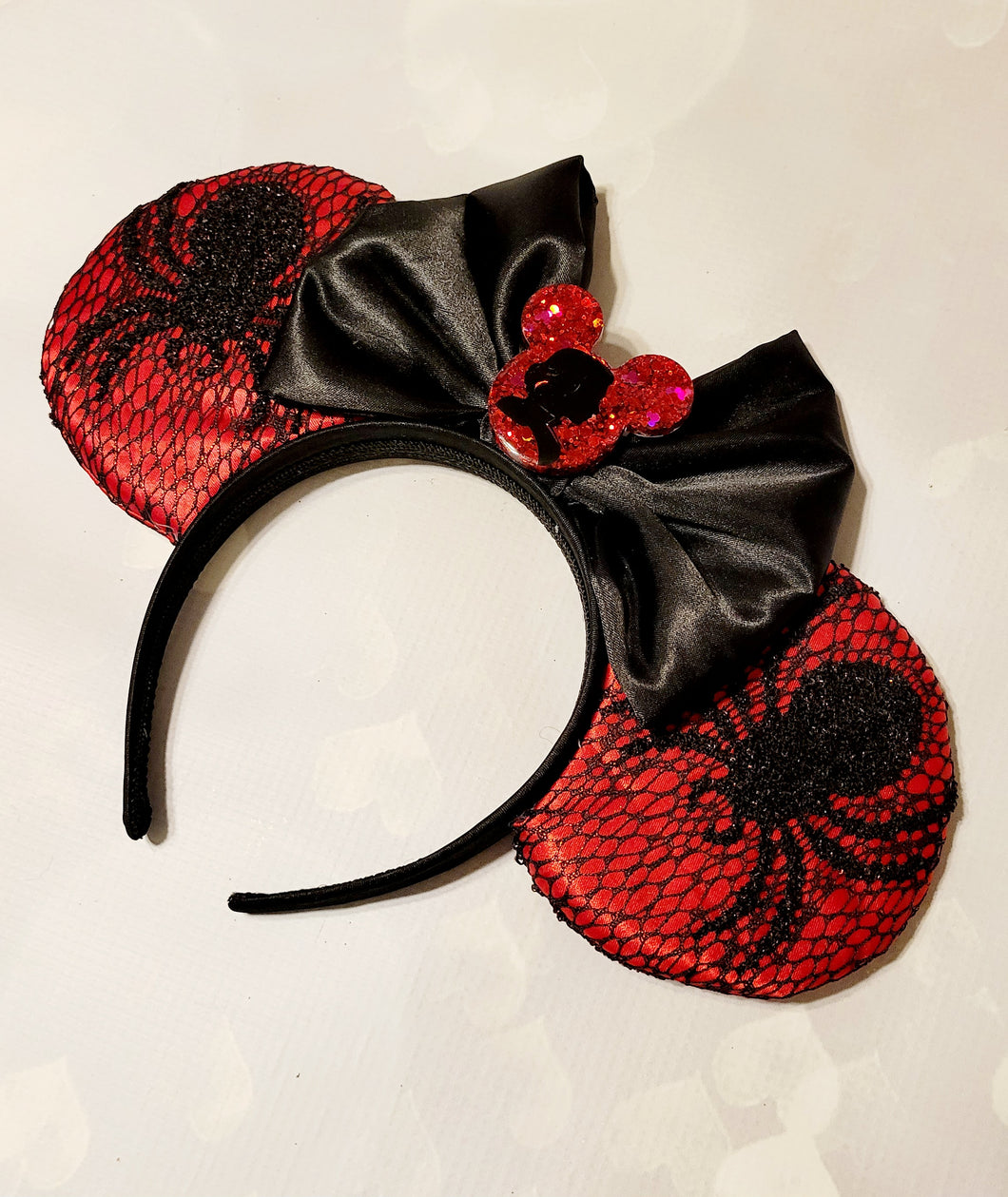 Black widow themed Mickey ears headband