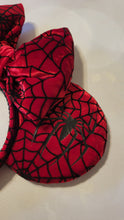 Load image into Gallery viewer, Spiderman velvet ears with puffy bow
