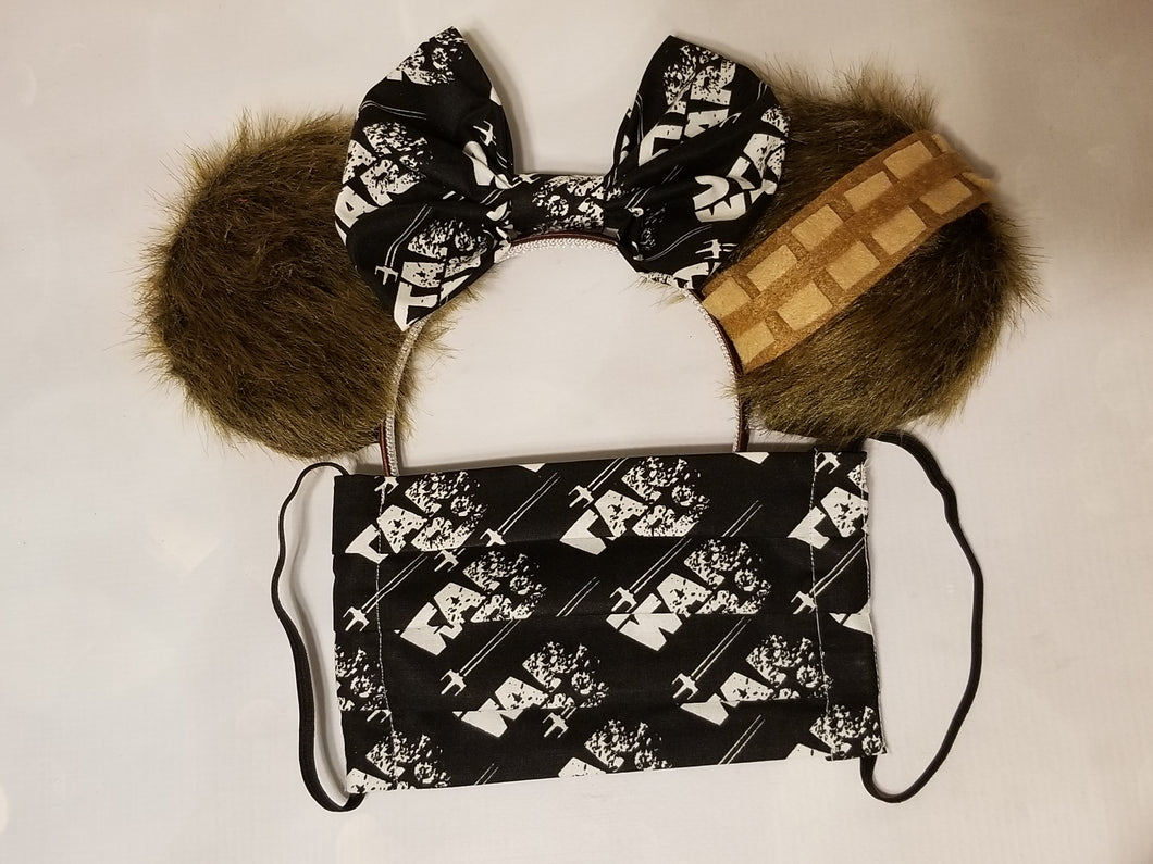 Chewie Star Wars ears and face mask set