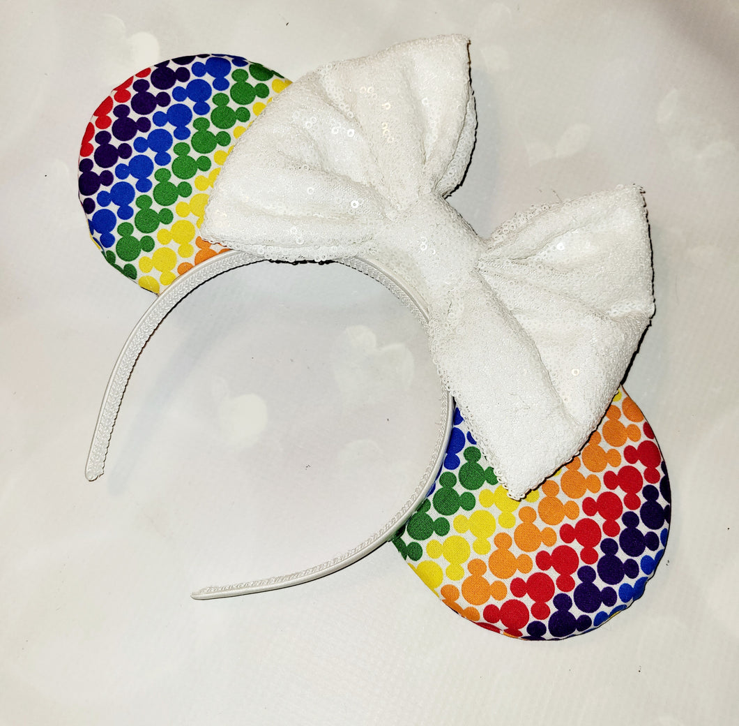 Rainbow stripe mickey silhouette headband