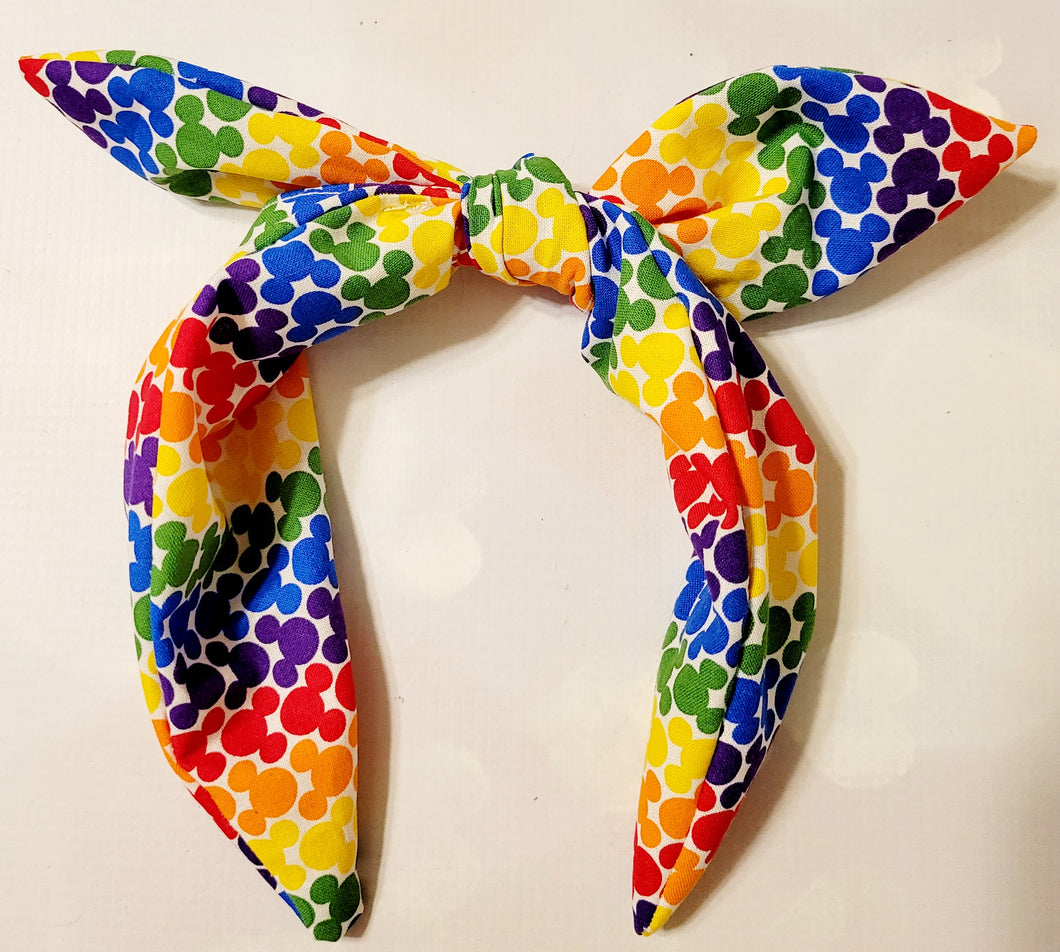 Rainbow mickey knotty headband
