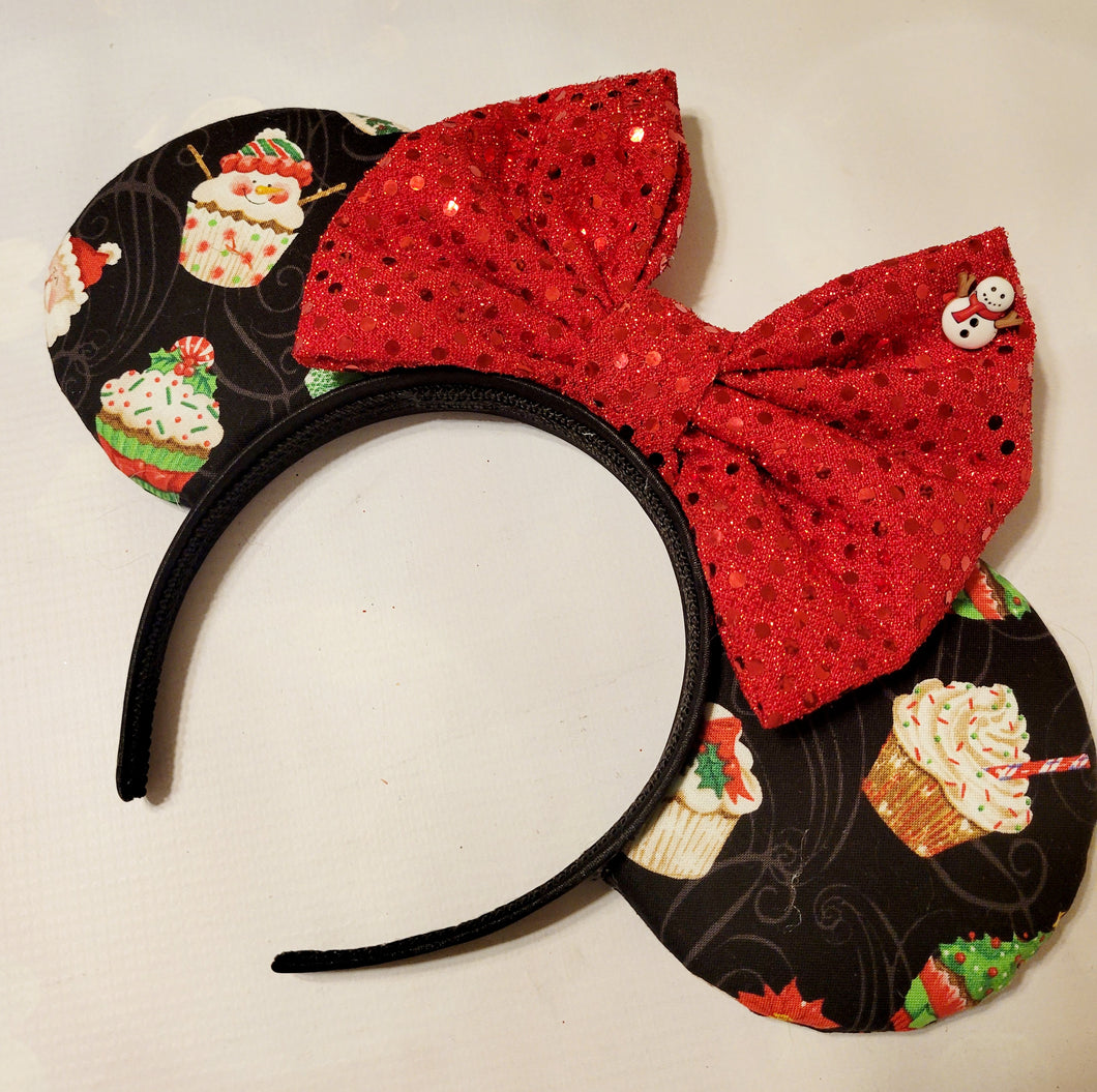 Christmas Cupcake Mickey ears