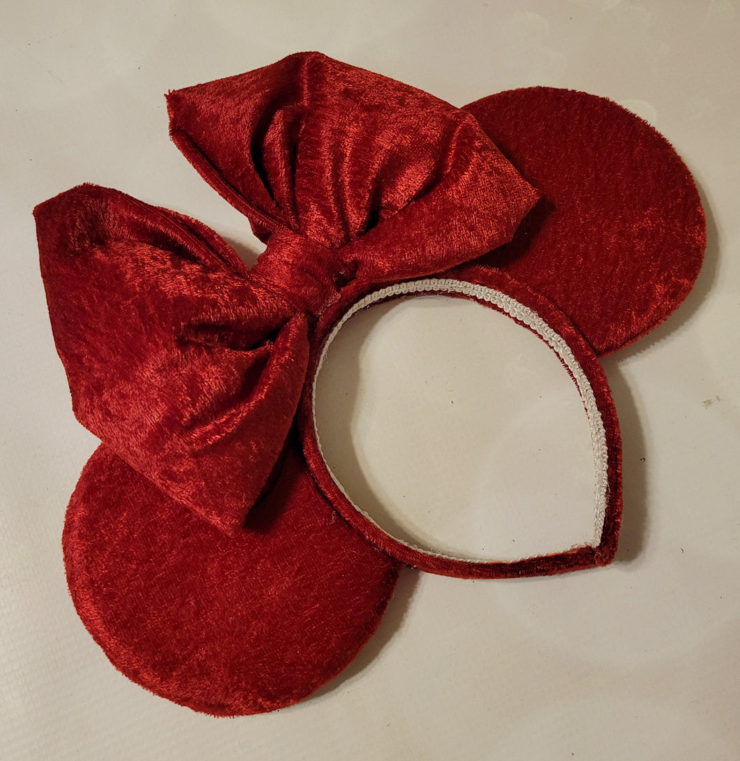 Velvet Christmas ears with puffy bow
