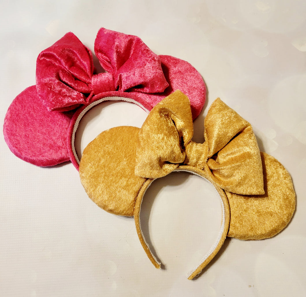 Velvet Mickey ears with puffy bow