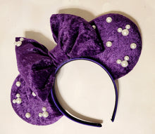 Load image into Gallery viewer, Royal purple velvet ears with pearls
