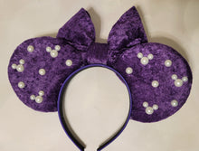 Load image into Gallery viewer, Royal purple velvet ears with pearls
