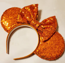 Load image into Gallery viewer, Orange sequin Mickey ears
