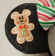 Load image into Gallery viewer, Gingerbread and candy cane Mickey ears
